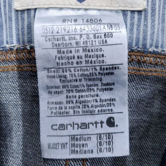Carhartt Jacket Women Med Detroit Denim Tomboy Jean Trucker Detach Fleece Hood - Picture 4 of 6